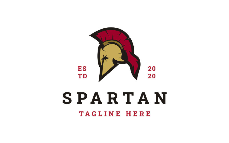 Retro Spartaanse Sparta-logo, Spartaanse helm Logo Design Vector