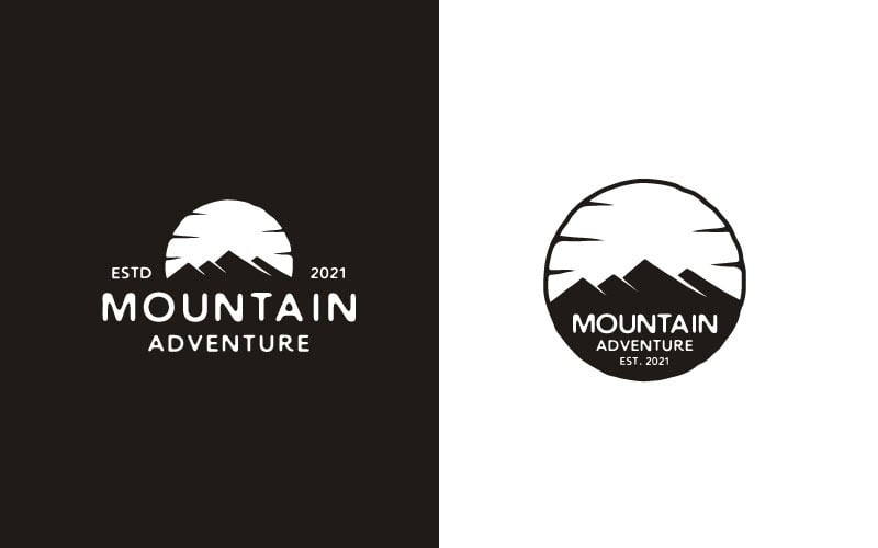 Ручной рисунок шаблона логотипа Vintage Hipster Mountain Adventure
