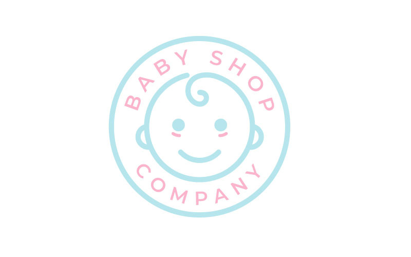 Симпатичные счастливые дети малышей младенцев логотип Emble штамп дизайн шаблона