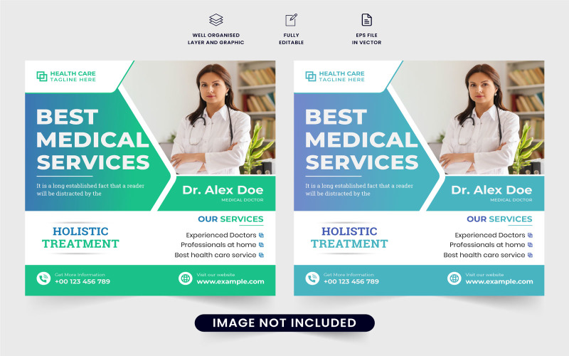 Tıbbi tedavi tanıtım web afişi