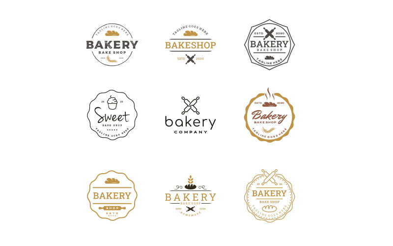Vintage Retro Bakery, Bake Shop Etichetta adesiva Logo Design