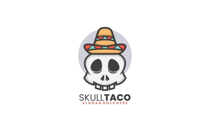 Estilo de logotipo simples de tacos de caveira