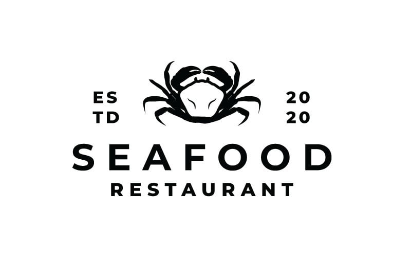 Inspiración de diseño de logotipo de mariscos de cangrejo vintage