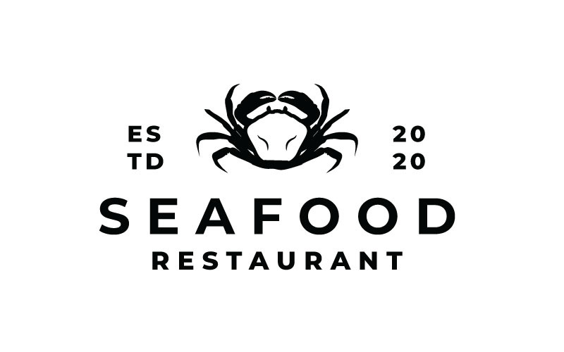 Ispirazione per il design del logo di frutti di mare di granchio vintage