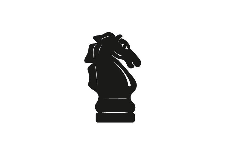 Nero Scacchi Cavaliere Cavallo Silhouette Logo Design Ispirazione