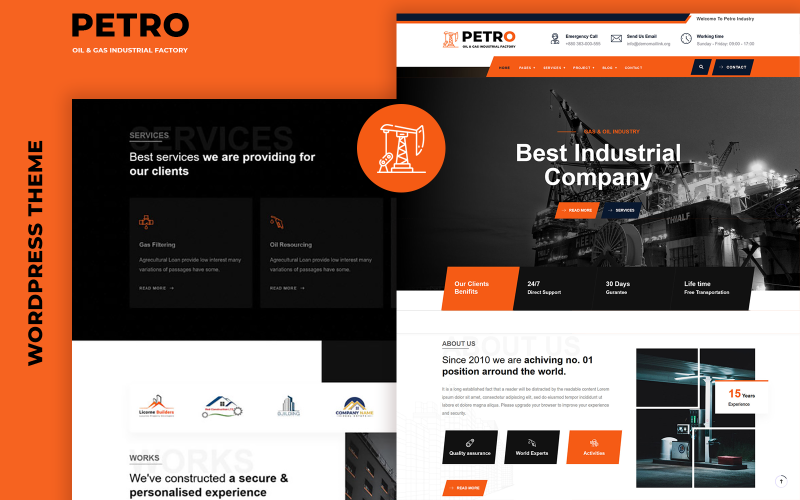 Petro - Gas en olie industrieel WordPress Elementor-thema