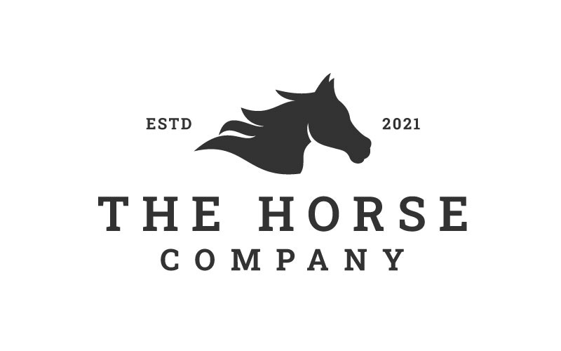 Retro paardenhoofd silhouet logo ontwerp inspiratie