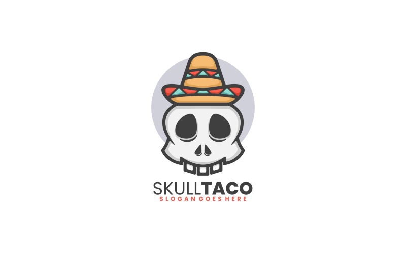 Schädel-Tacos-einfacher Logo-Stil