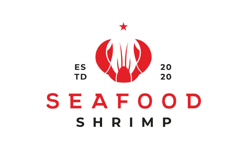 Vintage Retro Shrimp Seafood Logo Design Inspiration