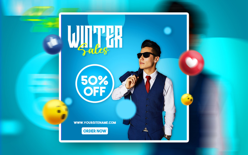 Winter Sale Offer Social Media Promotional Ads Banner