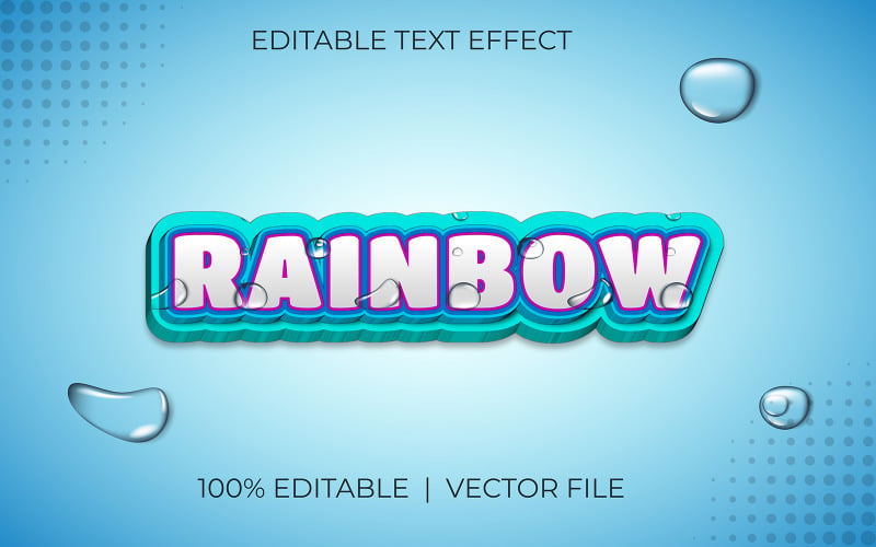 Diseño de efecto de texto editable con palabra Rainbow