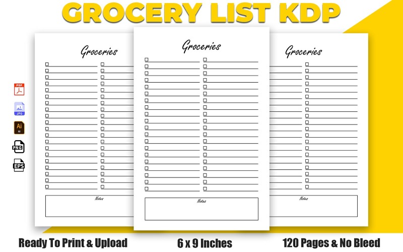 Liste d'épicerie Design d'intérieur KDP