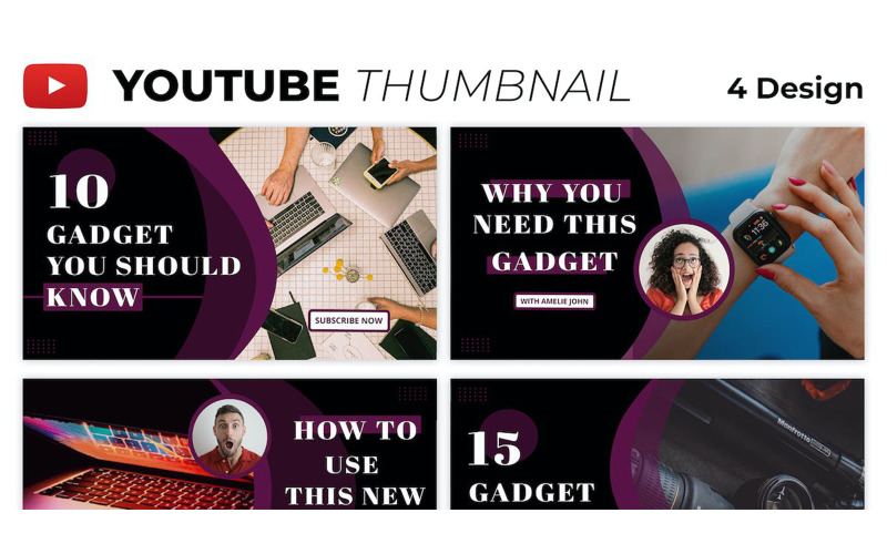 Plantilla de miniatura de Youtube con tema de gadget