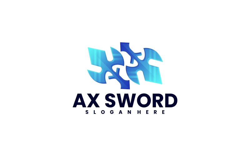 Estilo de logotipo gradiente de espada de machado