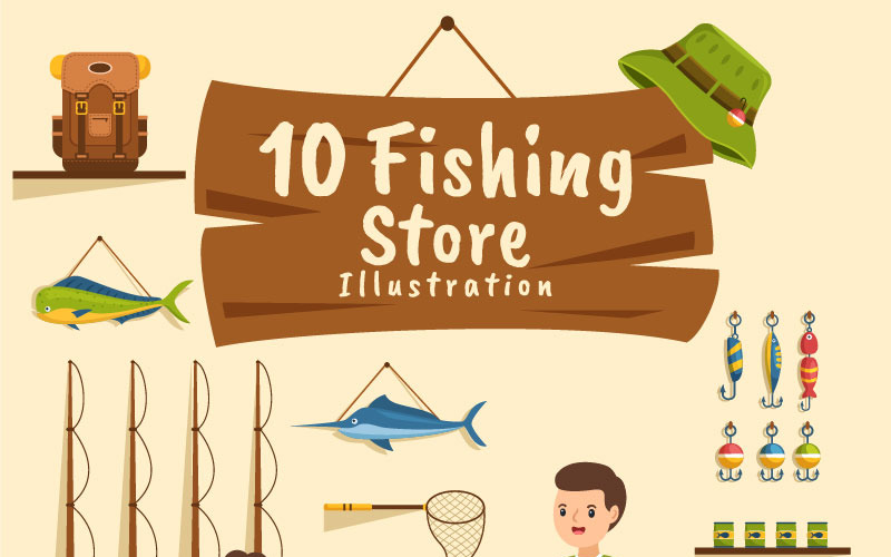 10 Fiskeaffär Illustration
