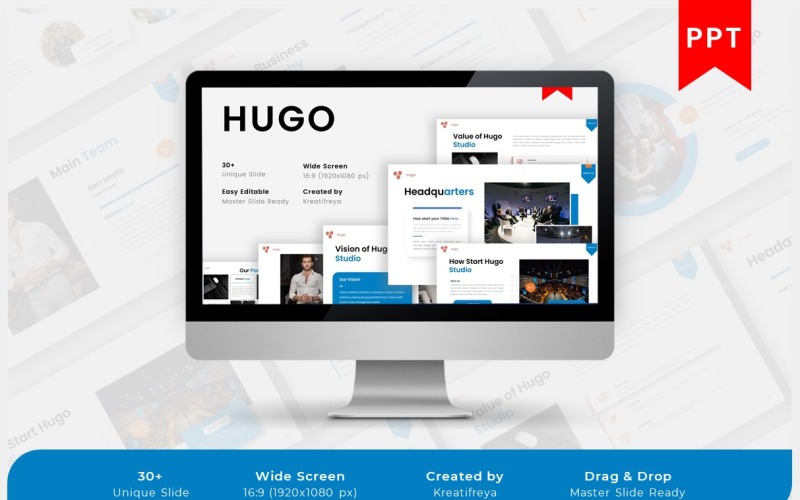 Hugo - Modèle d'entreprise créative PowerPoint