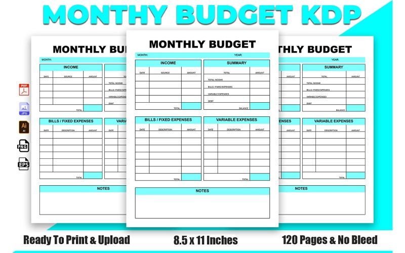 Planificateur de budget mensuel KDP Interior Design