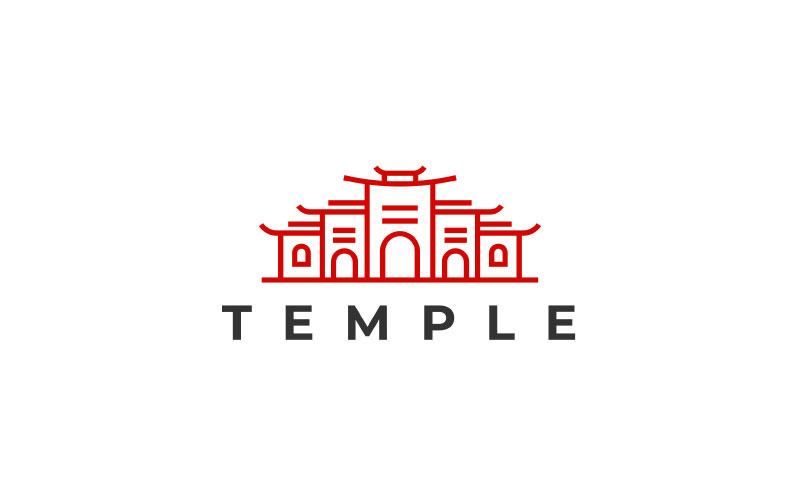 线条艺术 Monoline Temple 标志设计插图模板