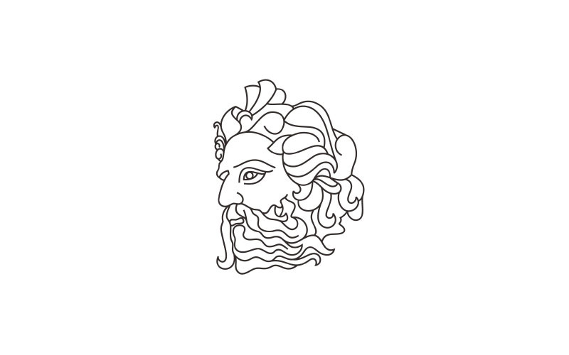Dessin au trait Dieu grec Poséidon, Dieu grec antique Logo Design Inspiration