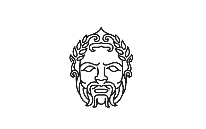 Dieu grec Zeus Line Art Logo Design