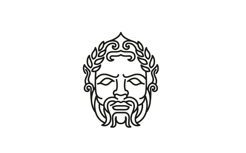 Griekse god Zeus Line Art Logo Design