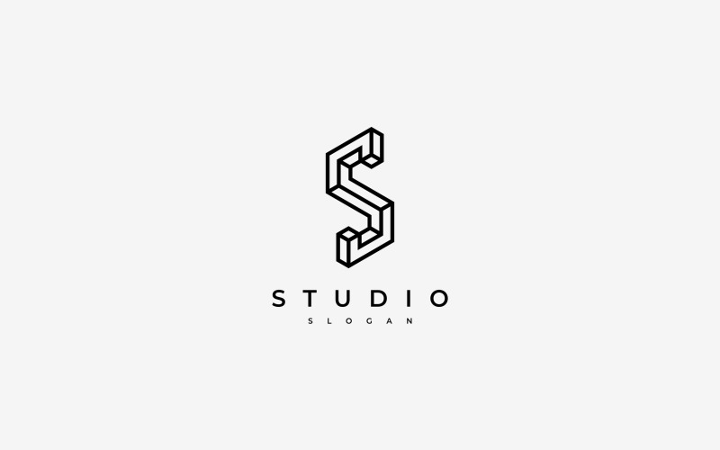 Lettera S Illusion Prospettiva Logo Geometrico