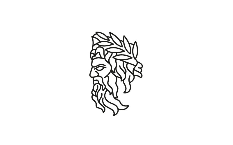 Line Art grekiska guden Zeus logotyp design vektor mall