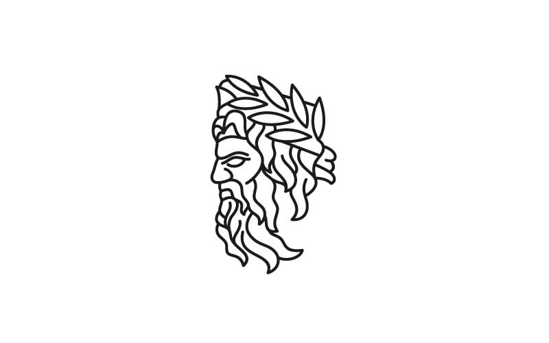 Line Art griechischer Gott Zeus Logo Design Vector Template