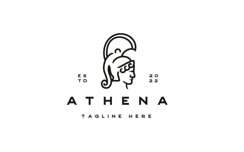 Modèle de vecteur de conception de logo Athéna grecque déesse