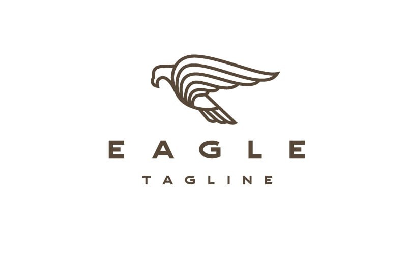 Modello di progettazione del logo dell'uccello dell'aquila di linea arte