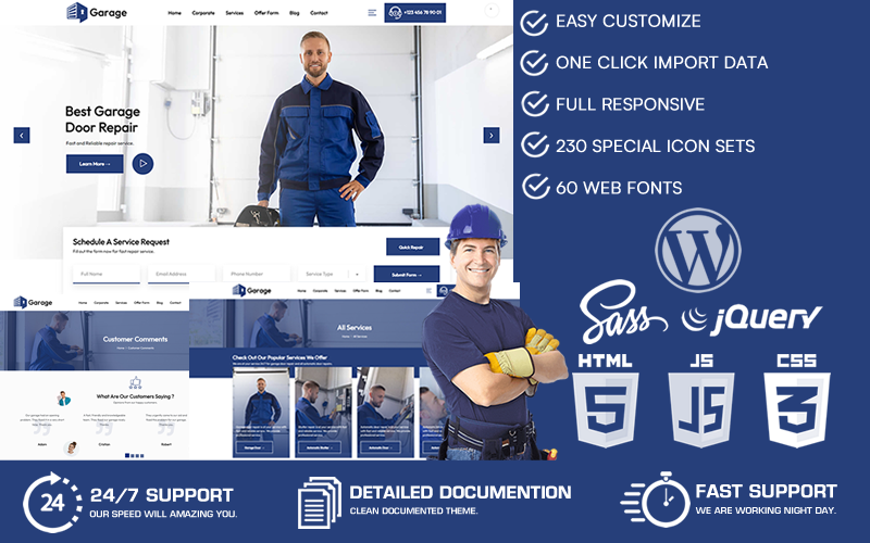 车库 - 车库门服务和百叶窗服务 WordPress 主题