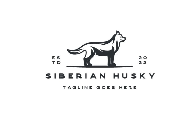 Hund Siberian Husky Logo Design Vektor