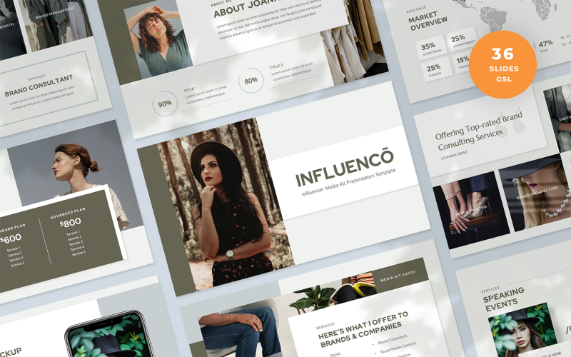 Influencer Media Kit-Präsentation Google Slides-Vorlage