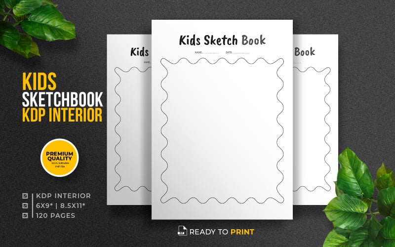8.5x11 Kids Sketchbook Interior Template Graphic by