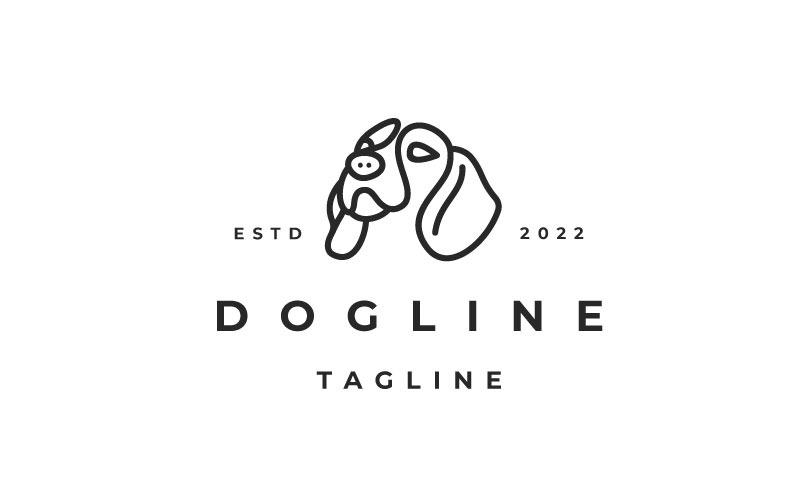 Línea arte lindo perro Logo diseño Vector ilustración