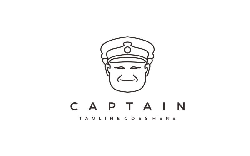 Marynarz, grafika liniowa Ship Captain Logo Design Vector