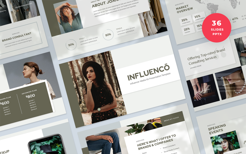 Modelo de PowerPoint de apresentação de kit de mídia de influenciador