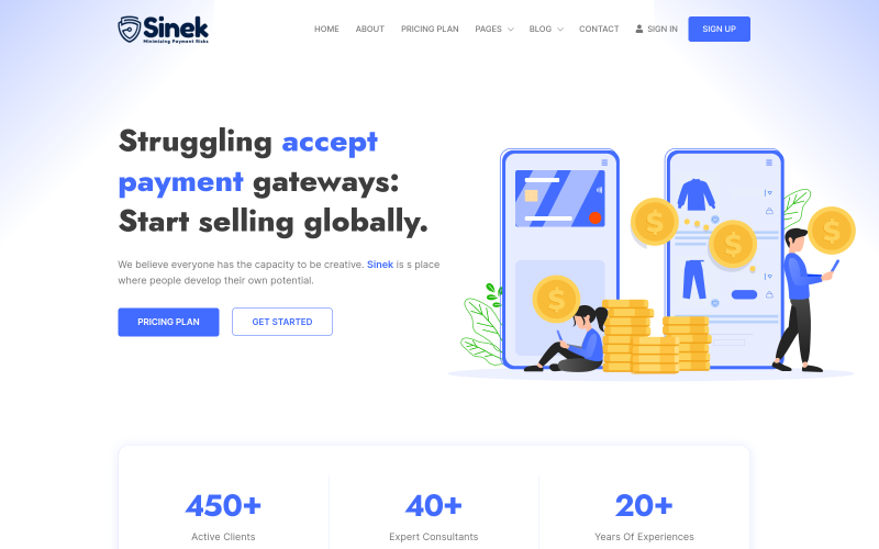 Sinek - Modèle Html de solution de paiement ultime en ligne