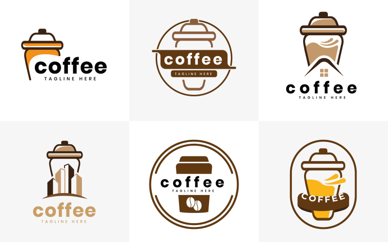 kaffe logotyp design samlingar för café