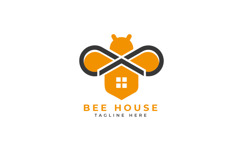 modelo de design de logotipo de casa de abelha