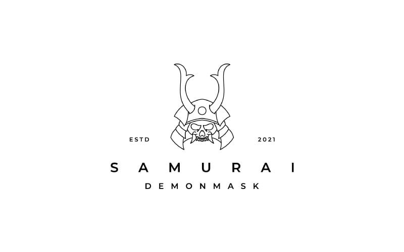 Projekt logo maski demona japońskiego samuraja