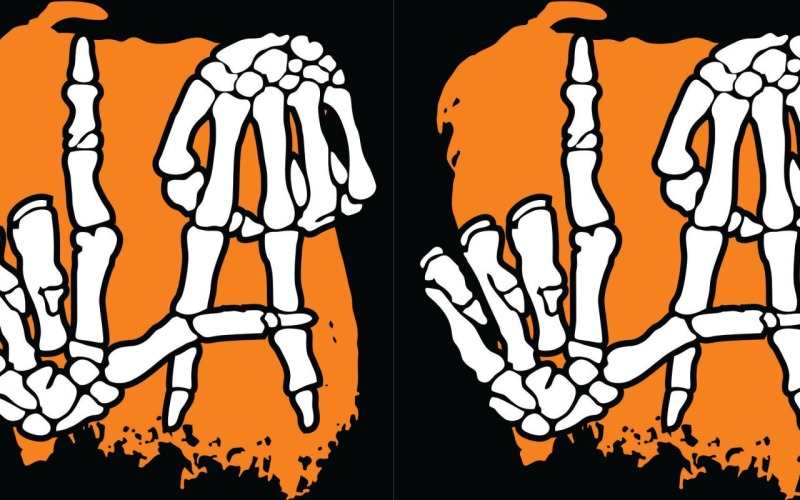 Signe de main de crâne de Shaka | T-shirts squelette rock | IA | PSE | SVG