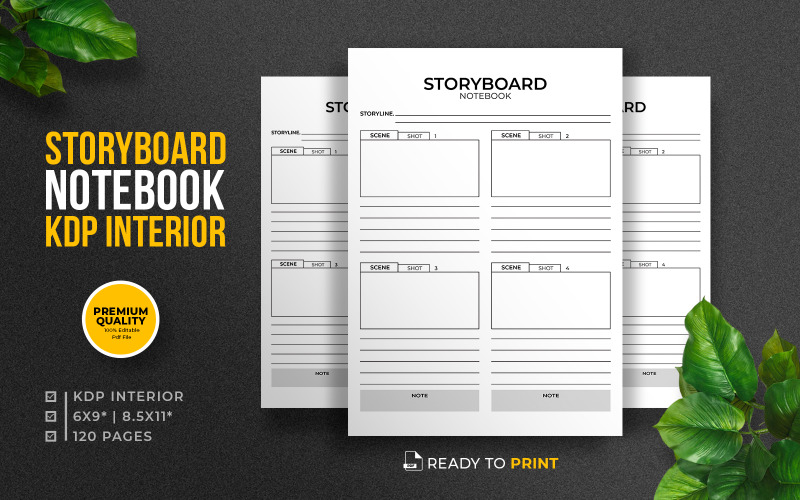 Storyboard-Notizbuch KDP-Innenraum