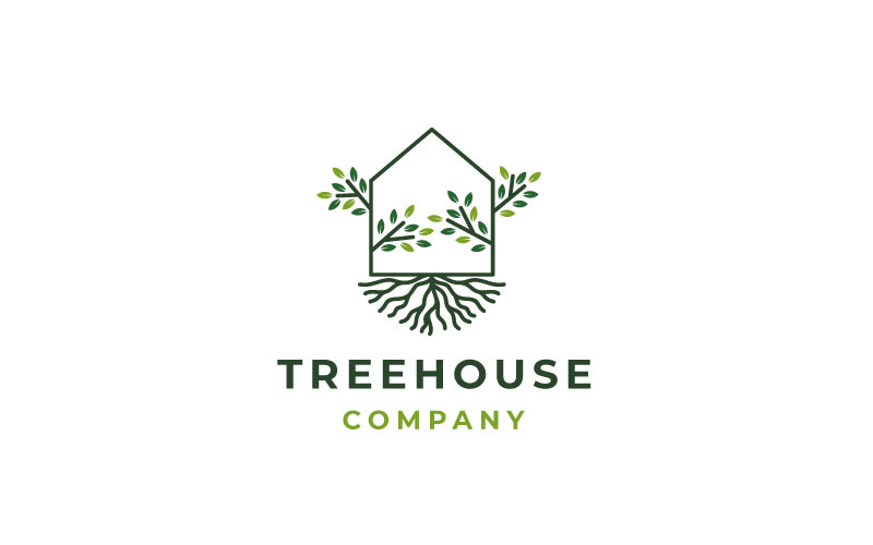 Träd Och Hus Logotyp Design Inspiration