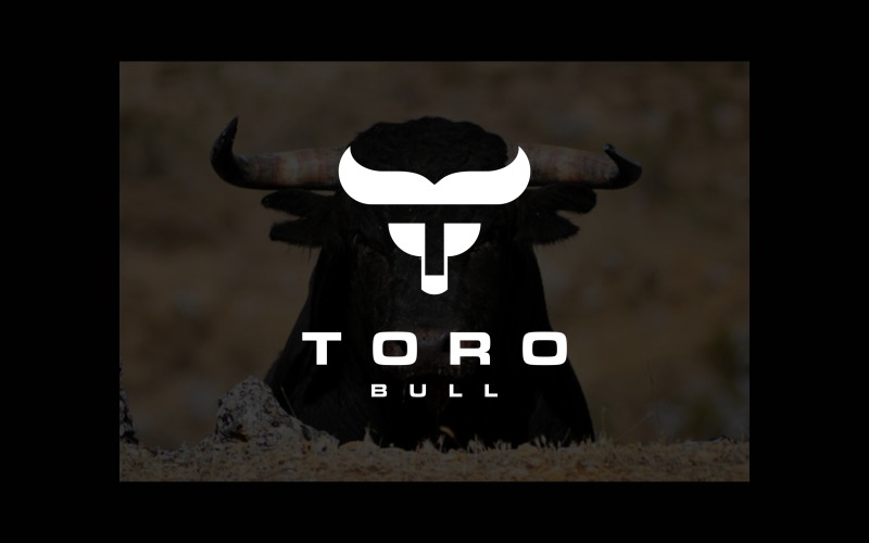 Letra T Cabeza Toro Toro Cuerno Logotipo