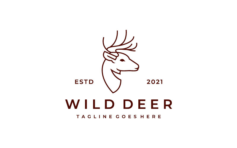 Line Art Deer Head Logo vektorové ikony ilustrace Design
