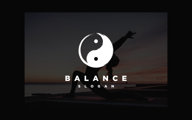 Logotipo de equilibrio espiritual de meditación Yin Yang