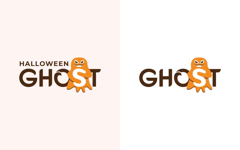 Modèle de conception de logo fantôme Halloween