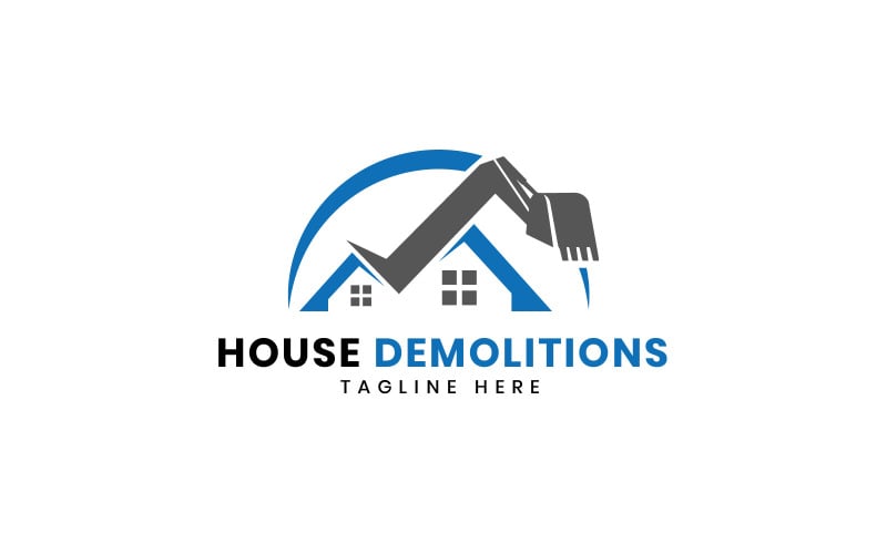 modello di progettazione del logo di demolizioni di case