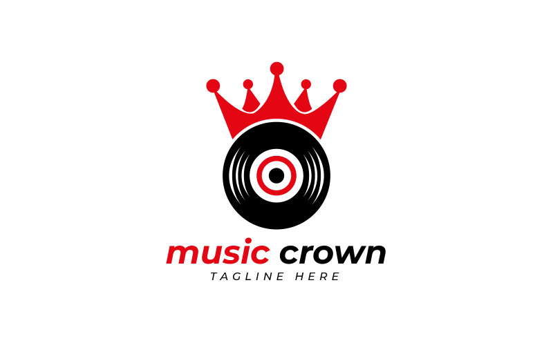 plantilla de diseño de logotipo de corona de música
